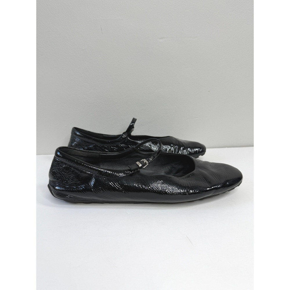Aquatalia Mary Jane Flats Womens 10.5 Black Patent Leather Italy Casual Comfort